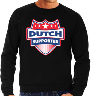 Bellatio Decorations Dutch supporter schild sweater zwart voor heren - Nederland landen sweater / kleding - EK / WK / Olympische spelen outfit 2XL