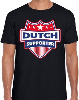 Bellatio Decorations Dutch supporter schild t-shirt zwart voor heren - Nederland landen t-shirt / kleding - EK / WK / Olympische spelen outfit XL