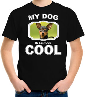 Bellatio Decorations Dwergpinscher honden t-shirt my dog is serious cool zwart - kinderen - Dwergpinschers liefhebber cadeau shirt L (146-152)