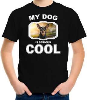 Bellatio Decorations Dwergpinscher honden t-shirt my dog is serious cool zwart - kinderen - Dwergpinschers liefhebber cadeau shirt L (146-152)