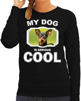 Bellatio Decorations Dwergpinscher honden trui / sweater my dog is serious cool zwart - dames - Dwergpinschers liefhebber cadeau sweaters 2XL