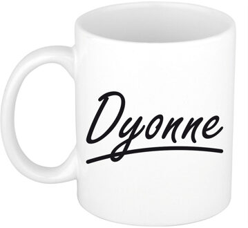 Bellatio Decorations Dyonne voornaam kado beker / mok sierlijke letters - gepersonaliseerde mok met naam - Naam mokken Multikleur