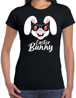 Bellatio Decorations Easter bunny / Paashaas t-shirt zwart voor dames - Foute kleding / outfit Pasen XS - Feestshirts