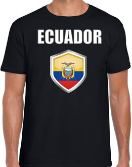 Bellatio Decorations Ecuador landen supporter t-shirt met Ecuadoriaanse vlag schild zwart heren