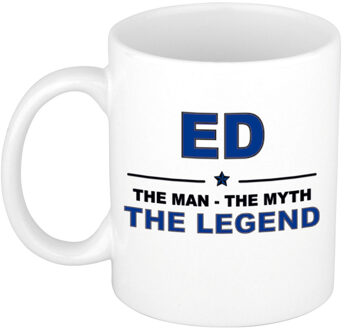 Bellatio Decorations Ed cadeau mok - man myth legend - naam koffiemok - 300 ml - collega - vaderdag Donkerblauw