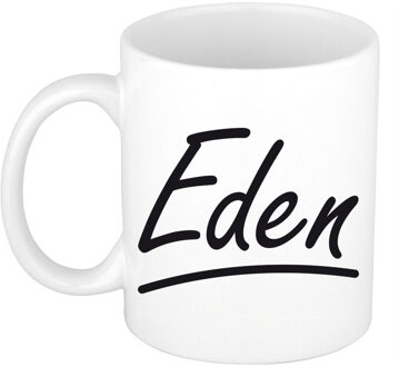 Bellatio Decorations Eden Naam koffiemok - beker - met sierlijke letters - wit - 300 ml - Cadeau - Dames