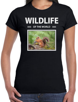 Bellatio Decorations Eekhoorn t-shirt met dieren foto wildlife of the world zwart voor dames