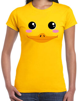 Bellatio Decorations Eend / badeendje gezicht - verkleed t-shirt - geel - voor dames - Carnaval - dierenpak S