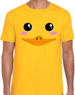 Bellatio Decorations Eend gezicht - fun verkleed t-shirt - geel - voor heren - dierenpak - kostuum
