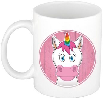 Bellatio Decorations Eenhoorn mok - wit - keramiek - 300 ml - kinder beker eenhoorn