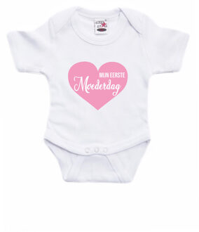 Bellatio Decorations Eerste moederdag cadeau baby rompertje wit jongen/meisje 92 (18-24 maanden)