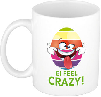 Bellatio Decorations Ei feel crazy mok/ beker - Pasen mokken Multi