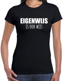 Bellatio Decorations Eigenwijs is ook wijs fun tekst t-shirt zwart voor dames 2XL