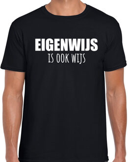 Bellatio Decorations Eigenwijs is ook wijs fun tekst t-shirt zwart voor heren 2XL