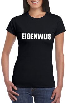 Bellatio Decorations Eigenwijs tekst t-shirt zwart dames L