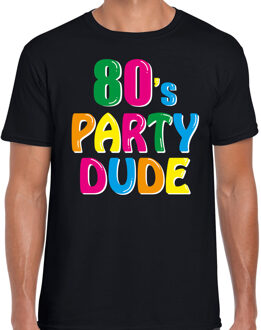 Bellatio Decorations Eighties / 80s party dude verkleed feest t-shirt zwart voor heren - Jaren 80 / tachtig verkleden 2XL