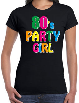 Bellatio Decorations Eighties / 80s party girl - verkleed feest t-shirt - zwart voor dames - Jaren 80 verkleedkleding L