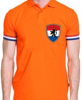 Bellatio Decorations EK / WK supporter poloshirt - heren - oranje schild - Leeuw - Koningsdag - grote maat 3XL