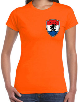 Bellatio Decorations EK / WK supporter T-shirt - dames - oranje schild - vlag en leeuw - Koningsdag XXL (45-48)