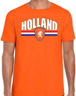 Bellatio Decorations EK / WK supporter T-shirt - heren - oranje - Holland - Leeuw en vlag - Koningsdag Licht oranje