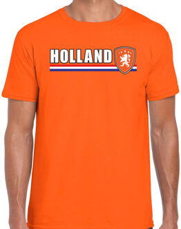 Bellatio Decorations EK / WK supporter T-shirt - heren - oranje schild - Leeuw en vlag - Koningsdag M