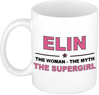 Bellatio Decorations Elin cadeau mok - Woman Myth Supergirl - naam koffiemok - 300 ml - collega - moederdag