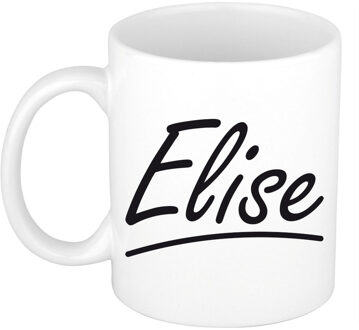 Bellatio Decorations Elise voornaam kado beker / mok sierlijke letters - gepersonaliseerde mok met naam - Naam mokken Multikleur