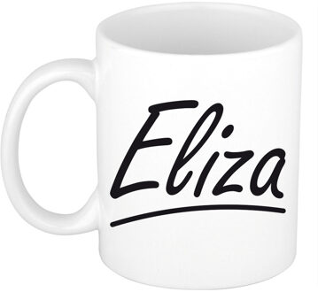 Bellatio Decorations Eliza Naam koffiemok - beker - met sierlijke letters - wit - 300 ml - Cadeau - Dames