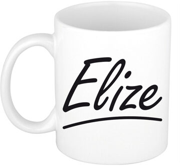 Bellatio Decorations Elize Naam koffiemok - beker - met sierlijke letters - wit - 300 ml - Cadeau - Dames
