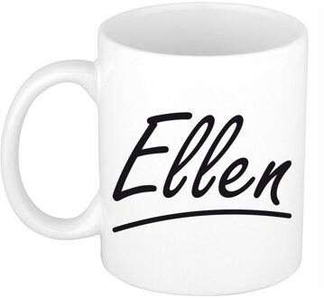 Bellatio Decorations Ellen voornaam kado beker / mok sierlijke letters - gepersonaliseerde mok met naam - Naam mokken Multikleur