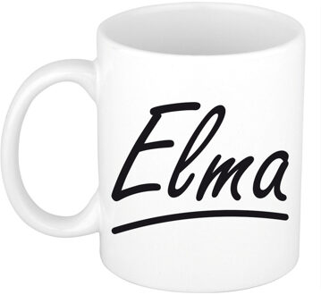 Bellatio Decorations Elma Naam koffiemok - beker - met sierlijke letters - wit - 300 ml - Cadeau - Dames