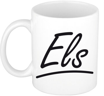 Bellatio Decorations Els Naam koffiemok - beker - met sierlijke letters - wit - 300 ml - Cadeau - Dames