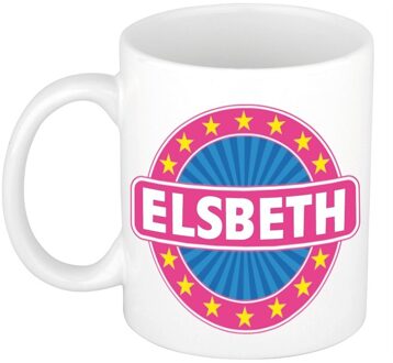 Bellatio Decorations Elsbeth voornaam koffiemok - beker - wit/roze - 300 ml - Cadeau - Dames - Collega - Moederdag Multi