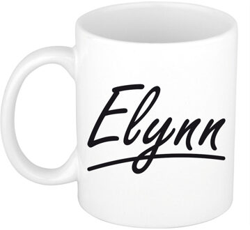 Bellatio Decorations Elynn voornaam kado beker / mok sierlijke letters - gepersonaliseerde mok met naam - Naam mokken Multikleur