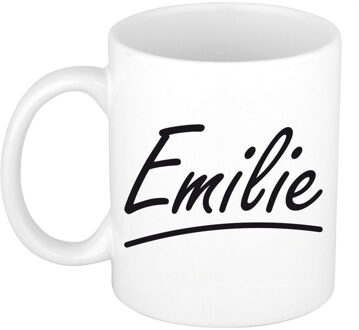 Bellatio Decorations Emilie voornaam kado beker / mok sierlijke letters - gepersonaliseerde mok met naam - Naam mokken Multikleur