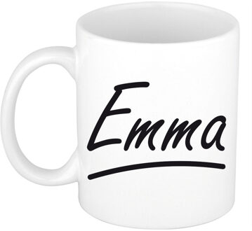 Bellatio Decorations Emma Naam koffiemok - beker - met sierlijke letters - wit - 300 ml - Cadeau - Dames