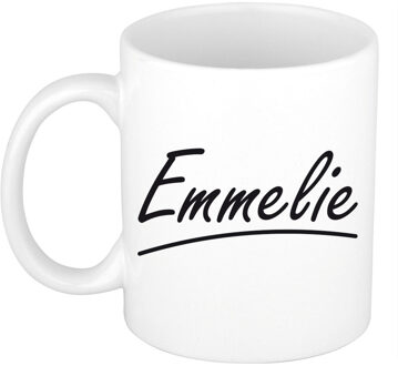 Bellatio Decorations Emmelie voornaam kado beker / mok sierlijke letters - gepersonaliseerde mok met naam - Naam mokken Multikleur