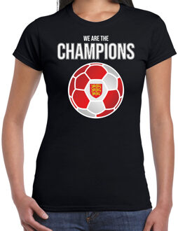 Bellatio Decorations Engeland EK/ WK supporter t-shirt - we are the champions met Engelse voetbal - zwart - dames - kleding / shirt L