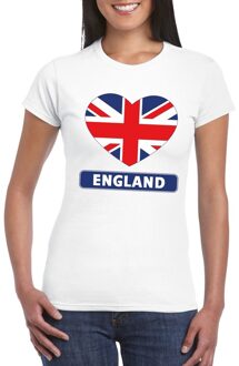 Bellatio Decorations Engeland hart vlag t-shirt wit dames 2XL