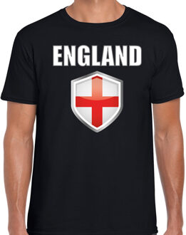 Bellatio Decorations Engeland landen supporter t-shirt met Engelse vlag schild zwart heren