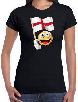 Bellatio Decorations Engeland supporter / fan emoticon t-shirt zwart voor dames XS