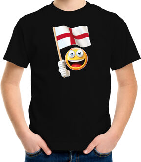 Bellatio Decorations Engeland supporter / fan emoticon t-shirt zwart voor kinderen XS (110-116)