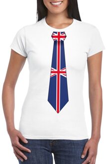 Bellatio Decorations Engels thema shirt - Wit t-shirt - met Engeland vlag stropdas - dames - supporters