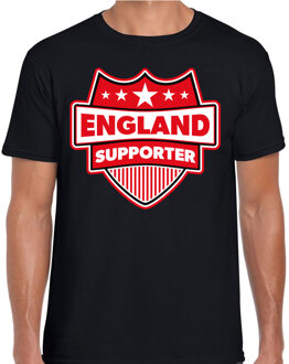 Bellatio Decorations England/UK supporter schild t-shirt zwart voor heren - Engeland landen t-shirt / kleding - EK / WK / Olympische spelen outfit S