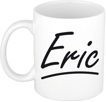 Bellatio Decorations Eric Naam koffiemok - beker - met sierlijke letters - wit - 300 ml - Cadeau - Heren