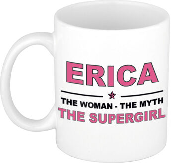 Bellatio Decorations Erica cadeau mok - Woman Myth Supergirl - naam koffiemok - 300 ml - collega - moederdag Oudroze