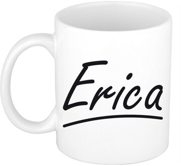 Bellatio Decorations Erica voornaam kado beker / mok sierlijke letters - gepersonaliseerde mok met naam - Naam mokken Multikleur