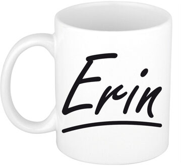 Bellatio Decorations Erin voornaam kado beker / mok sierlijke letters - gepersonaliseerde mok met naam - Naam mokken Multikleur