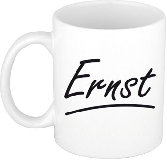 Bellatio Decorations Ernst Naam koffiemok - beker - met sierlijke letters - wit - 300 ml - Cadeau - Heren