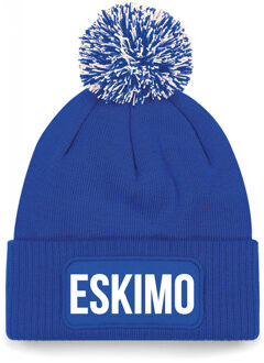 Bellatio Decorations Eskimo muts met pompon unisex one size - blauw One size